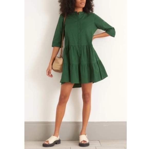 NWT APIECE APART Maurino Drop Waist Mini Dress Jadeite Green Organic Cotton S NWT APIECE APART Maurino Drop Waist Mini Dress Jadeite Green Organic Cotton S